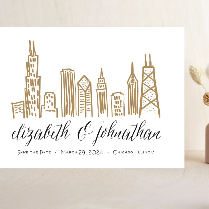 "Chicago Skyline" - Save the Dates in Gold Coast by Abby Munn - Front
