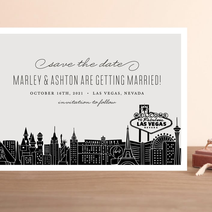 "Big City - Las Vegas" - Save the Dates in Light Taupe by Hooray Creative - Front
