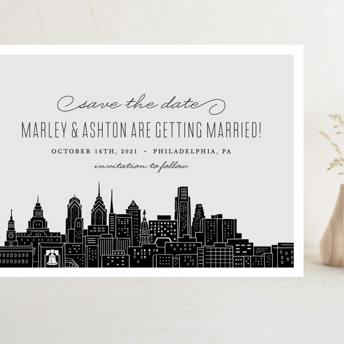 "Big City - Philadelphia" - Save the Dates in Light Taupe by Hooray Creative - Front