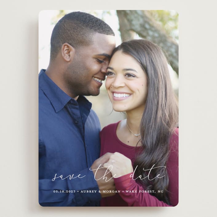 "Etched in love" - Save the Dates in Cloud by Stacey Meacham - Front