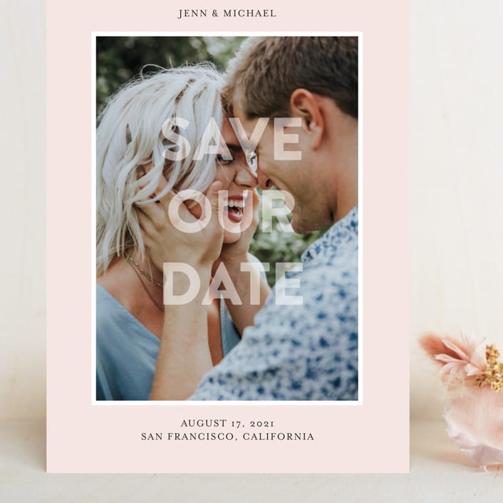 "In Love" - Save the Dates in Blush by Jessica Voong - Front