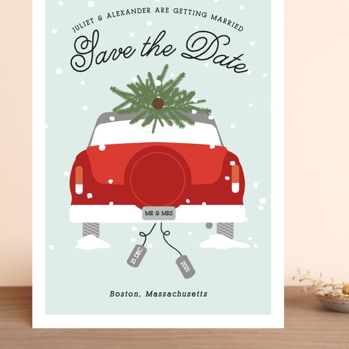"Wed in Winter" - Save the Dates in Mistletoe by Corinne Malesic - Front