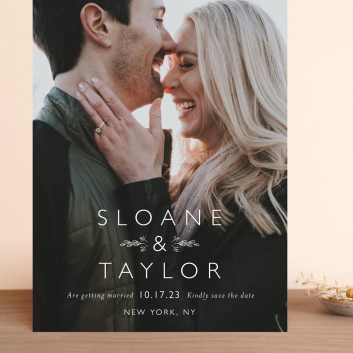 "His & Hers" - Save the Dates in Cloud by Carolyn MacLaren - Front