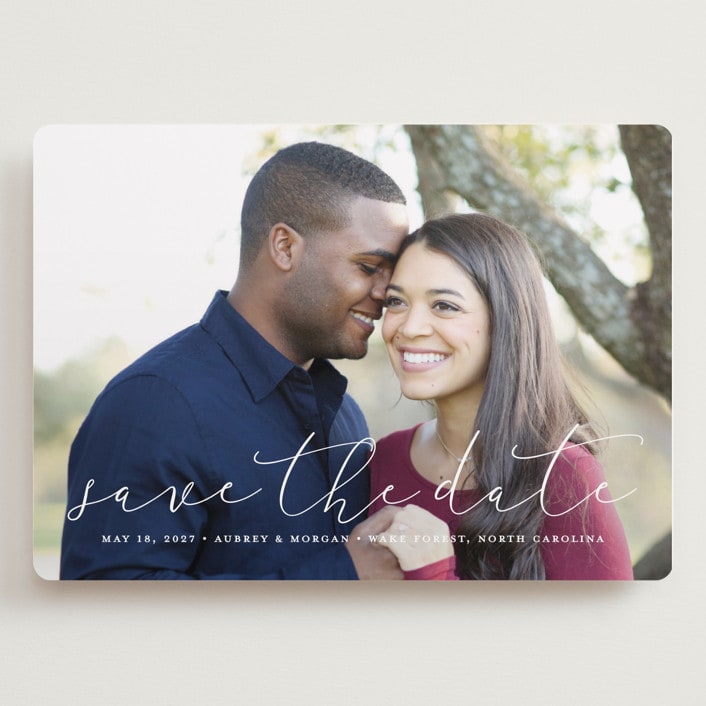 "Etched in love" - Save the Dates in Cloud by Stacey Meacham - Front