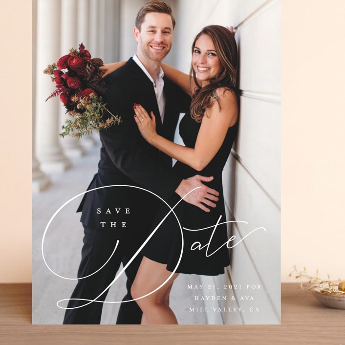 "Hold On" - Save the Dates in Linen by Carolyn MacLaren - Front