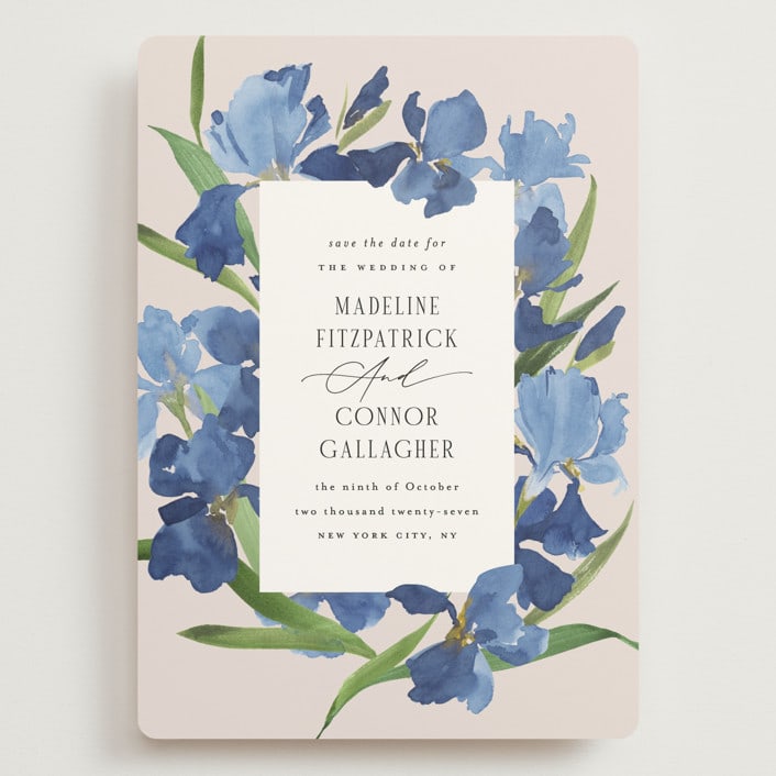 "Irises" - Save the Dates in Natural by Everett Paper Goods - Front
