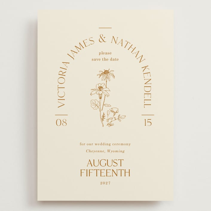 "Floral Type Arch" - Save the Dates in Cream by Baumbirdy - Front