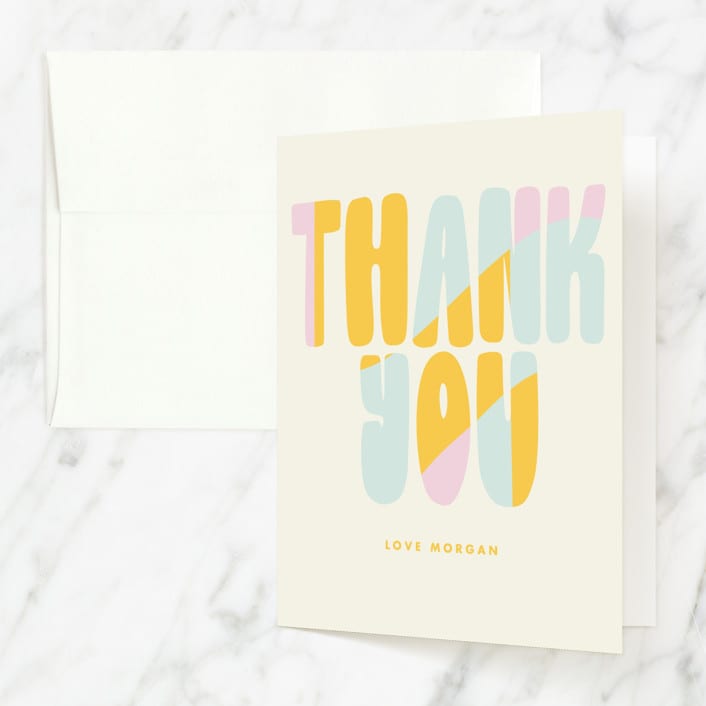 "Sweet Type" - Sweet Sixteen Party Thank You Cards in Vanilla by Baumbirdy - Front