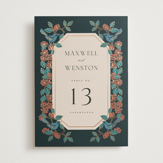 "Wedding birds" - Table Numbers in Onyx by Ana de Sousa - Front
