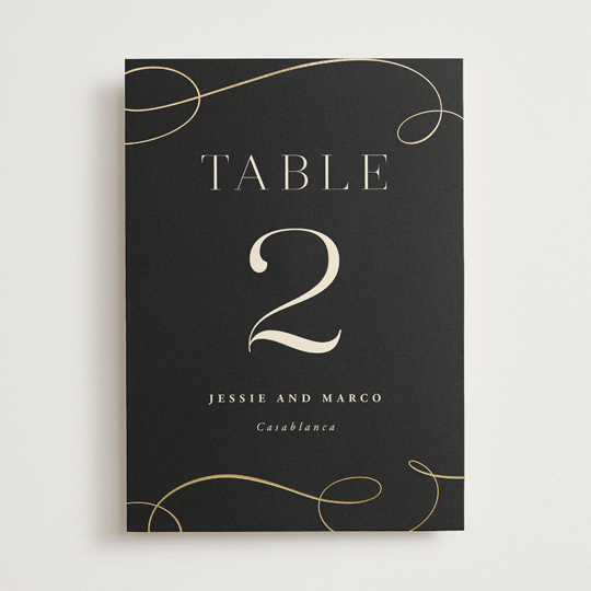 "Black Tie Affair" - Table Numbers in Onyx by Hooray Creative - Front