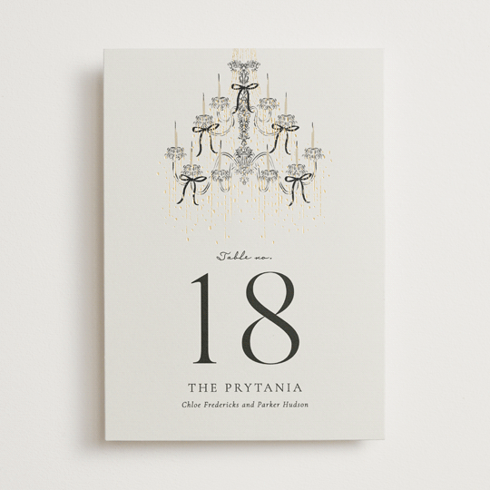 "Hand Illustrated Whimsical Chandelier" - Table Numbers in Noir by Jackie Crawford - Front
