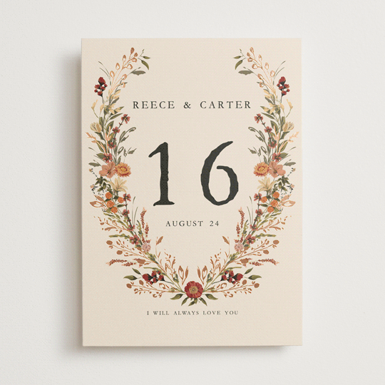 "Monogrammed Floral" - Table Numbers in Harvest by Susan Moyal - Front