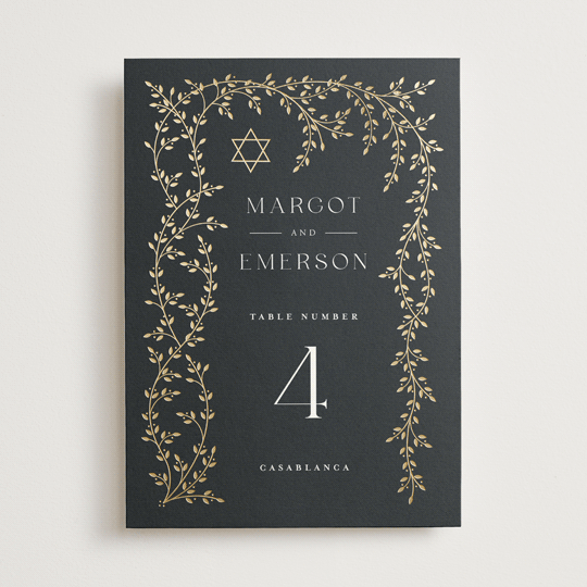 "Beautiful Chuppah" - Table Numbers in Midnight by Ana de Sousa - Front