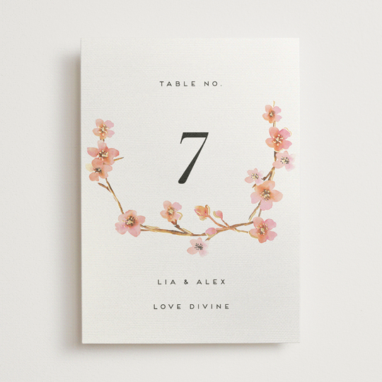 "Love Blossom" - Table Numbers in Blush by Petra Kern - Front