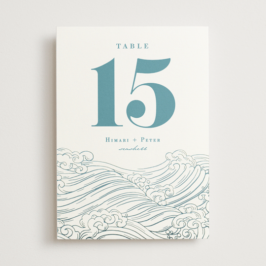 "waves" - Table Numbers in Aqua by Jessie Steury - Front