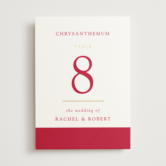 "Double Peony" - Table Numbers in Ruby by Janean Hinger - Front