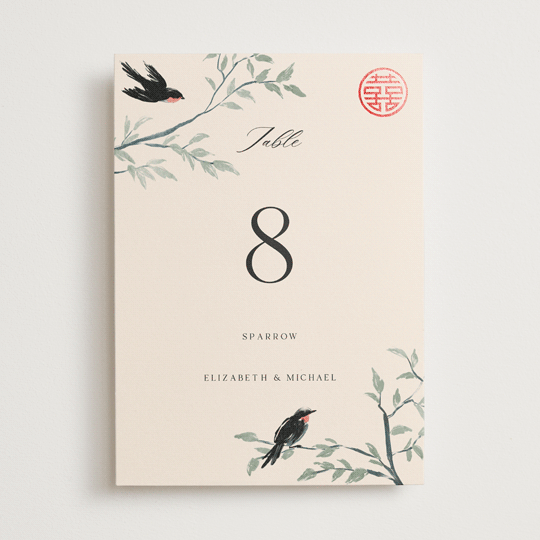"LOVEBIRDS" - Table Numbers in Cream by Elly - Front
