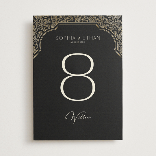 "Heirloom Branches" - Table Numbers in Midnight by GeekInk Design - Front