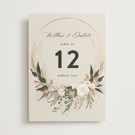 "Botanical Edge" - Table Numbers in Latte by Susan Moyal - Front