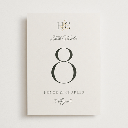 "HONOR" - Table Numbers in Ivory by Melanie Kosuge - Front