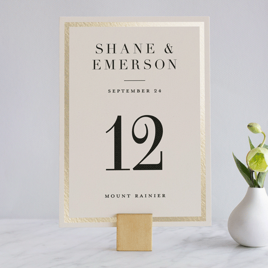 "Bold Classic" - Table Numbers in Gold by Jessica Williams - Front