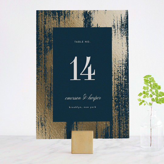 "Gold Leaf" - Table Numbers in Indigo by Kelly Schmidt - Front