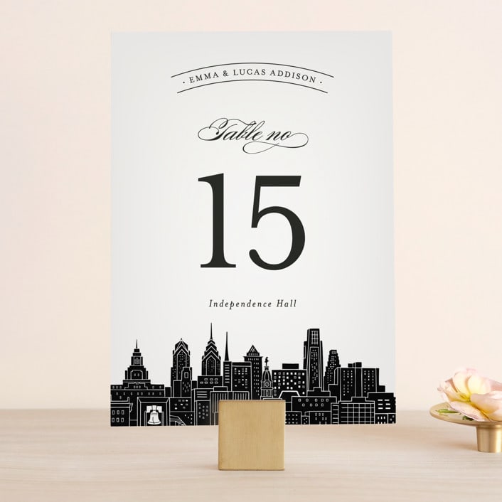 "Big City - Philadelphia" - Table Numbers in Light Taupe by Hooray Creative - Front