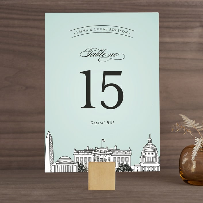 "Big City - Washington DC" - Table Numbers in Mint Green by Hooray Creative - Front