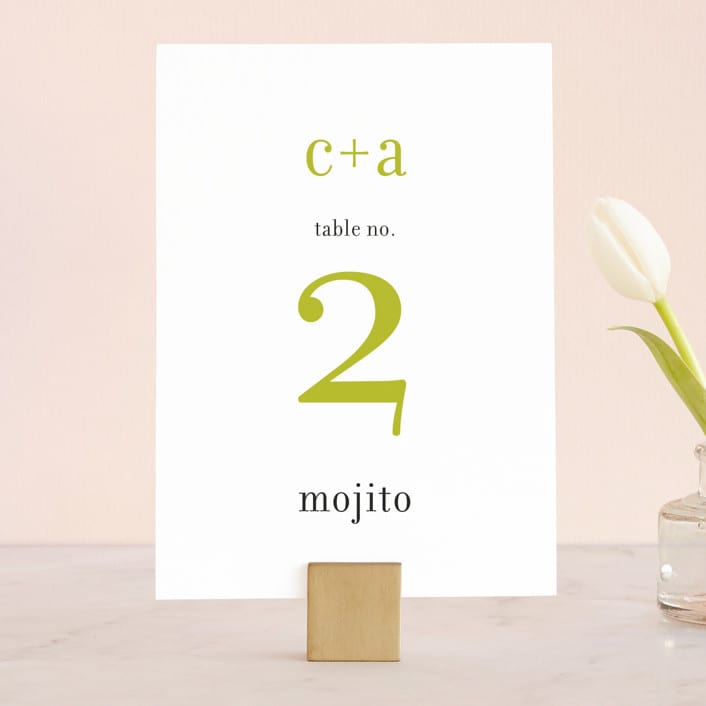 "float + celebrate" - Table Numbers in Celery by Float Paperie - Front