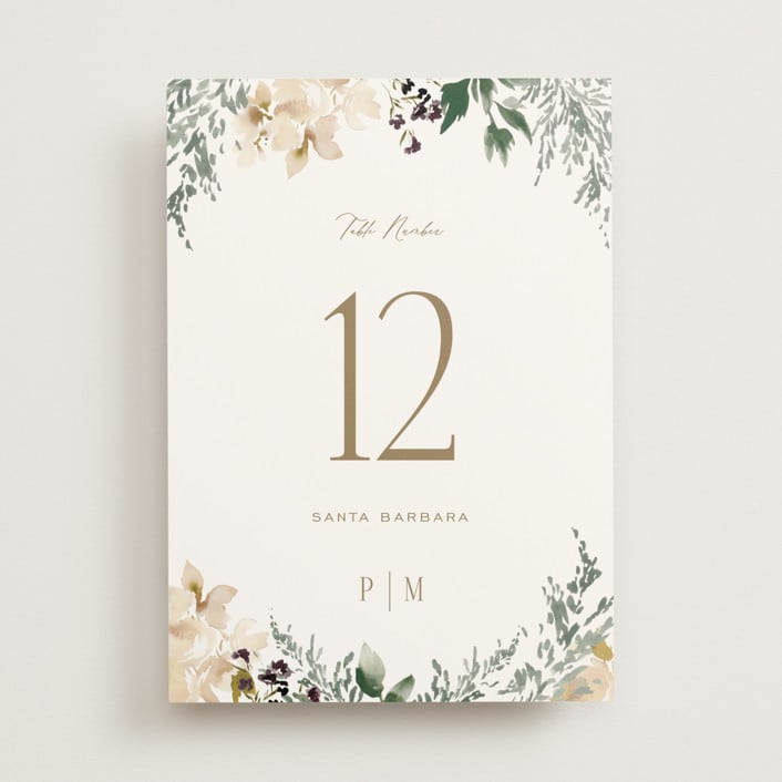 "Sprigs of Joy" - Table Numbers in Pearl by Leah Bisch - Front
