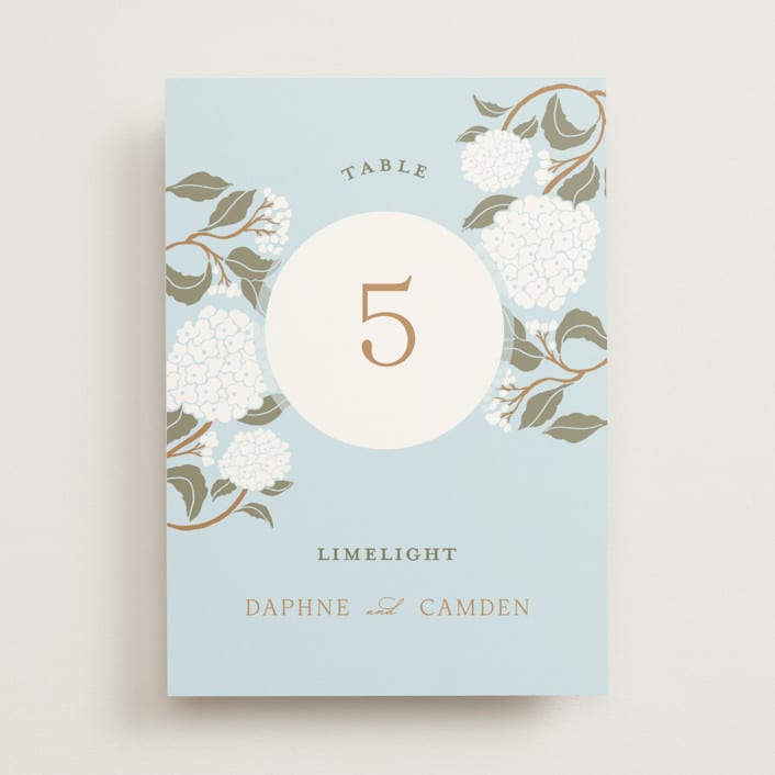 "Hydrangea Garden" - Table Numbers in Sky by Susan Zinader - Front