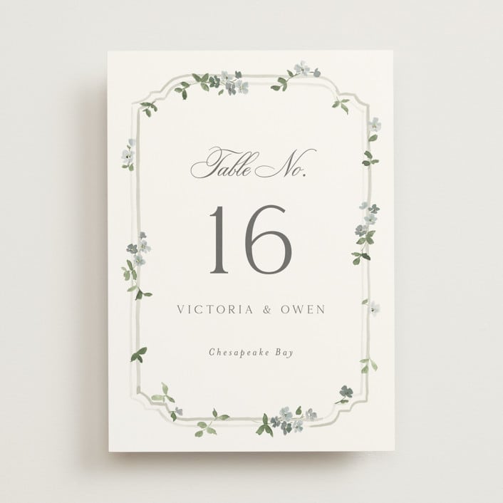 "Wistful" - Table Numbers in Mist by Everett Paper Goods - Front