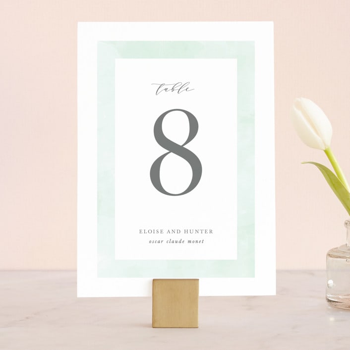 "Caliza" - Table Numbers in Seafoam by Lauren Chism - Front