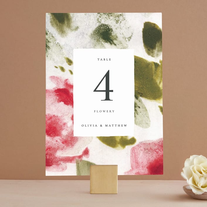 "Wild Roses" - Table Numbers in Bush by Sumak Studio - Front
