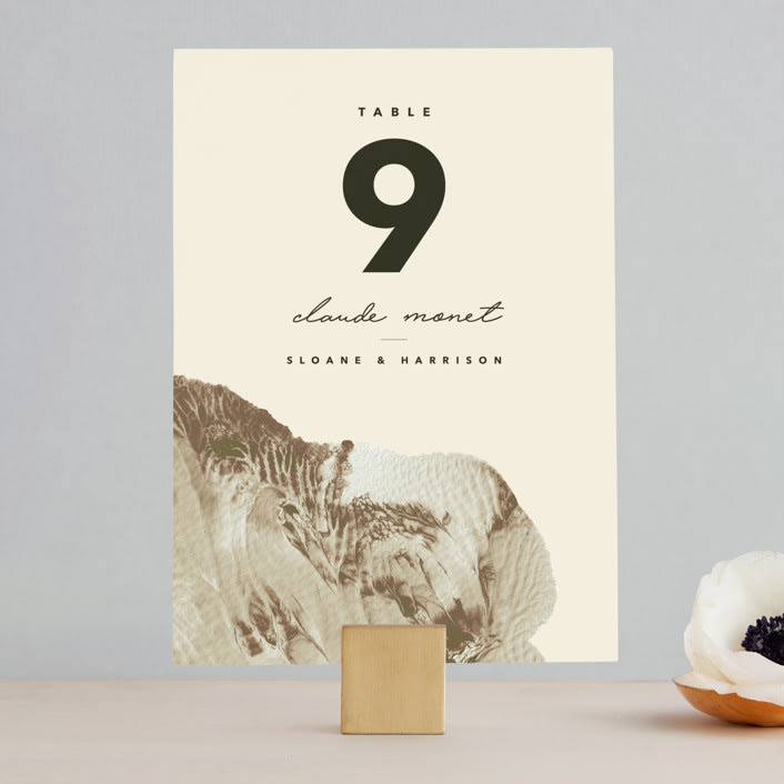 "Organic Elegance" - Table Numbers in Sand by Carrie Moradi - Front
