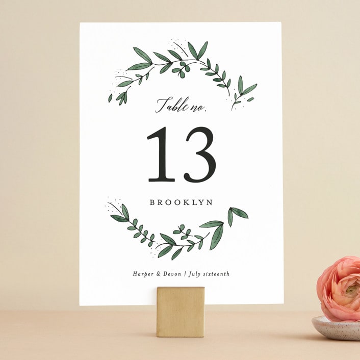 "Floral Wreath" - Table Numbers in Fresh by Kelly Schmidt - Front