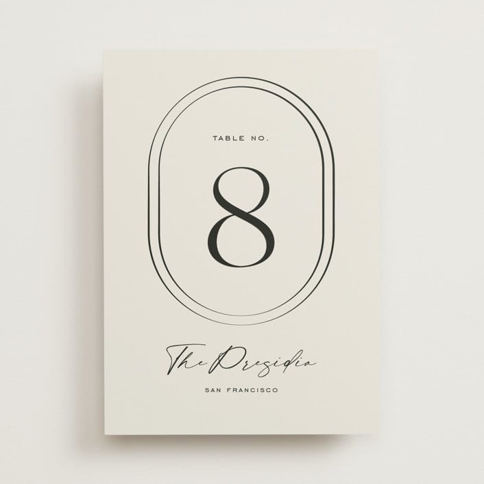 "Modern Monogram" - Table Numbers in Latte by Jackie Crawford - Front