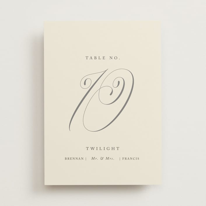 "Wonderful Tonight" - Table Numbers in Oreo Creme by Design Lotus - Front