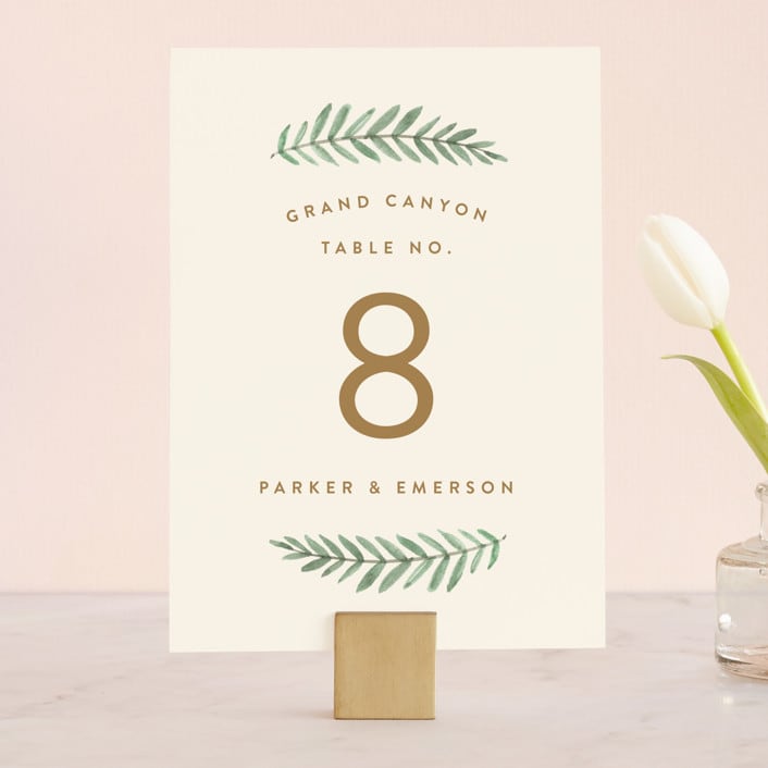 "Painted Ferns" - Table Numbers in Cream by Amy Kross - Front