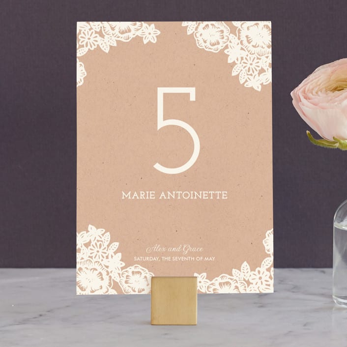 "Lace and Kraft" - Table Numbers in Kraft by Katharine Watson - Front