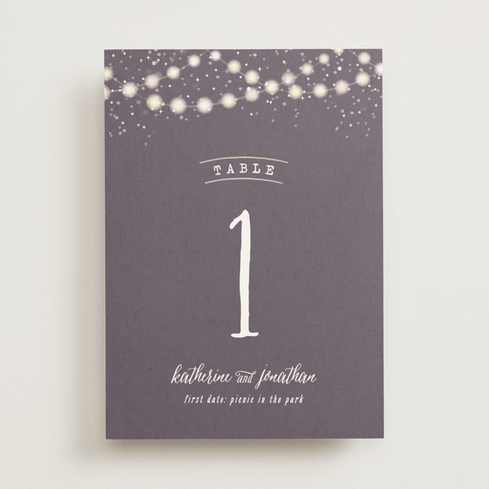 "Garden Lights" - Table Numbers in Plum by Hooray Creative - Front