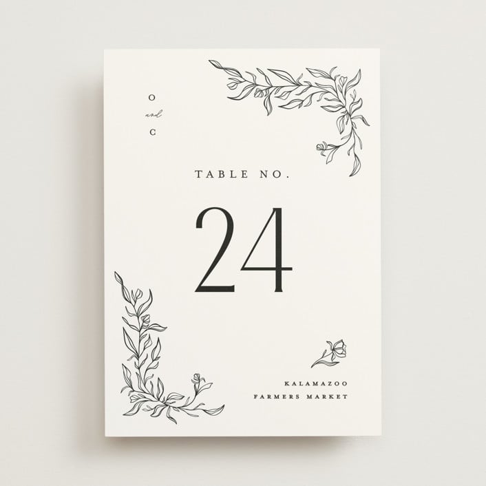 "Floral Cascade" - Table Numbers in Alpine by Pixel and Hank - Front