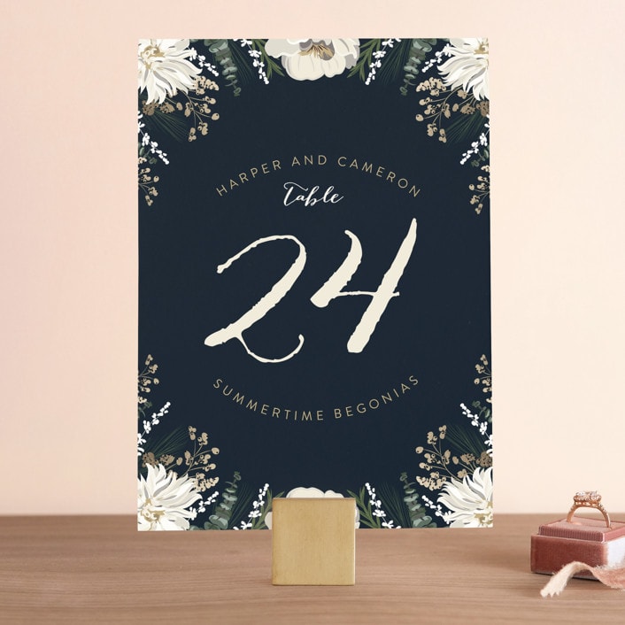 "Peonies & Berries" - Table Numbers in Winter White by Susan Moyal - Front
