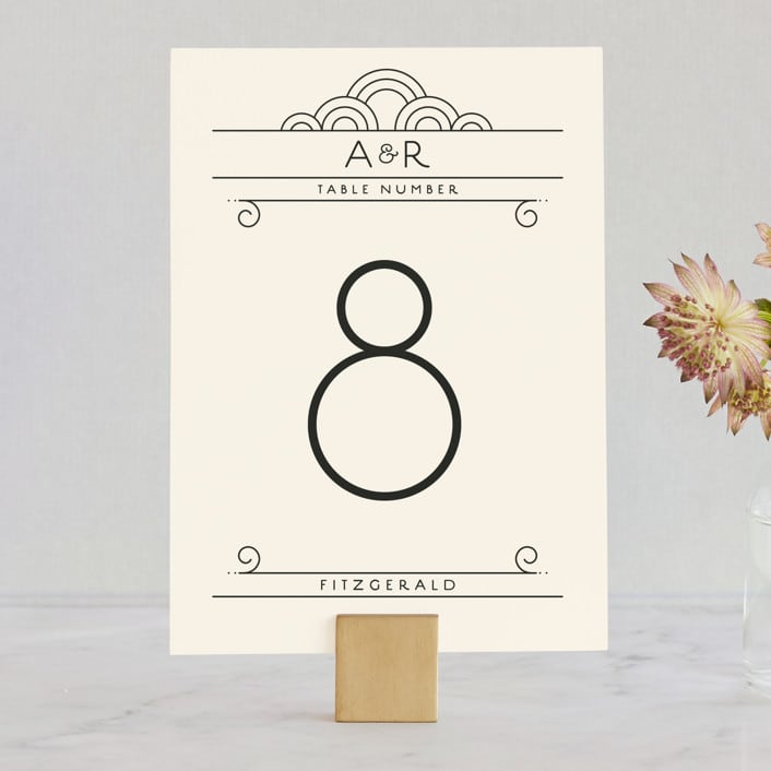 "Deco Nouveau" - Table Numbers in Cream by GeekInk Design - Front
