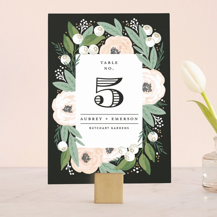 "Blooming Bouquet" - Table Numbers in Charcoal by Alethea and Ruth - Front
