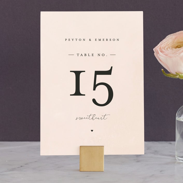 "Simply Perfect" - Table Numbers in Blush by Brianne Larsen - Front