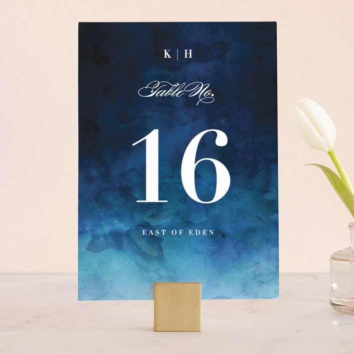 "Indigo Sea" - Table Numbers in Ocean by Kelly Schmidt - Front
