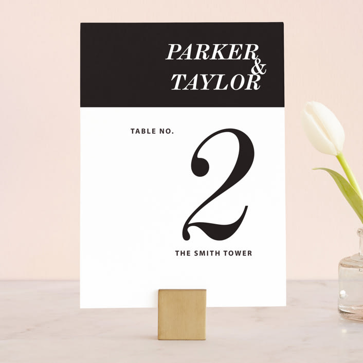 "Slanted" - Table Numbers in Noir by Drango Design - Front