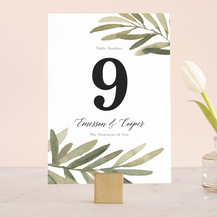 "Olive Branch" - Table Numbers in Olive by Wildfield Paper Co - Front