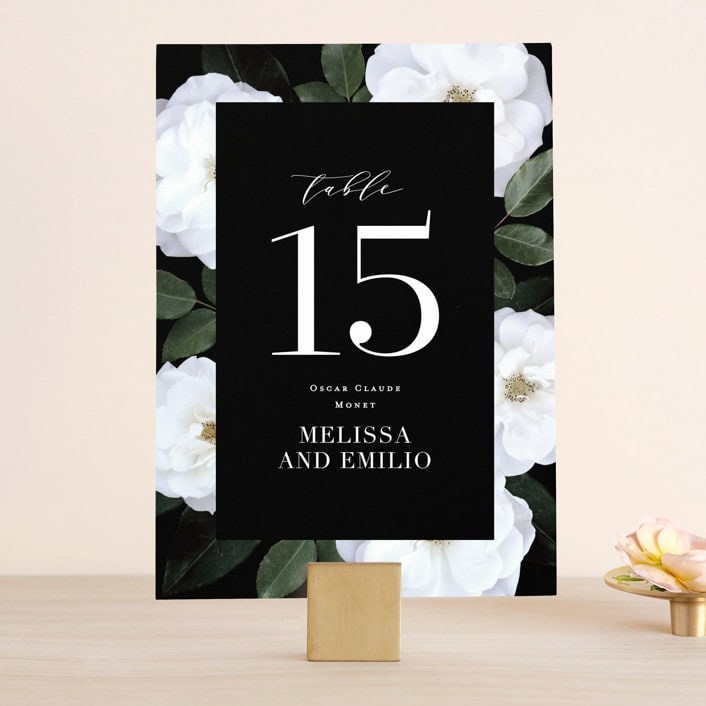 "Heirloom Roses" - Table Numbers in Ebony by Jill Means - Front